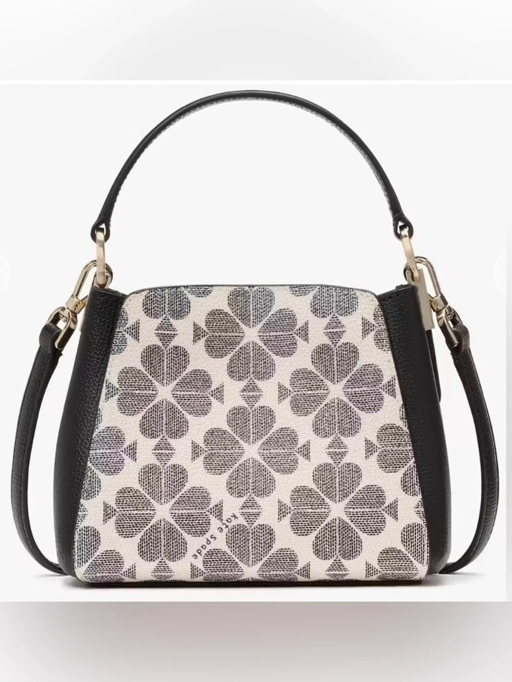 Kate Spade Spade Flower Monogram Mini Crossbody Top Handle Bag Black White